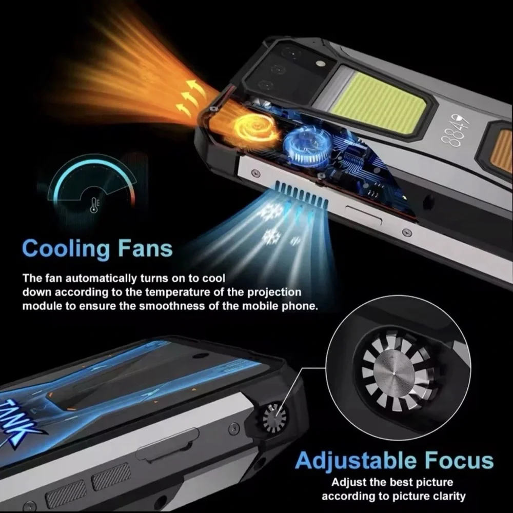 Case New 4G TANK 2 Pro Rugged Projector Phone Android Waterproof Camp Light 512g